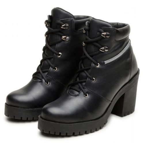 9405AT-Bota Coturno de cano curto em couro legítim... - Terra dos Calçados