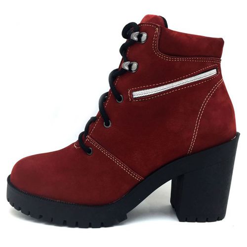 9405AT-Bota Coturno de cano curto em couro legítim... - Terra dos Calçados