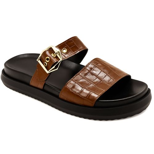 006P10FP-Papete Flatform em Napa estampa croco for... - Terra dos Calçados