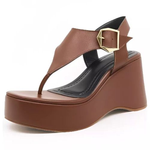 9002FP-Sandália Anabela Fivela Lateral Floter desi... - Terra dos Calçados