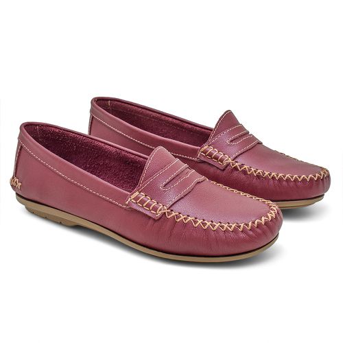 004MGR-Mocassim Feminino de couro natural conforto... - Terra dos Calçados