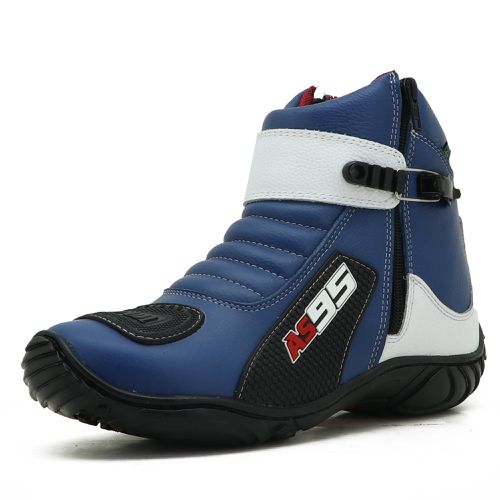 095AT-Bota motociclista Couro Legítimo Nas Cores A... - Terra dos Calçados
