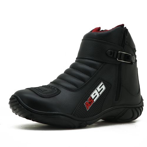 095AT-Bota Motociclista Em Couro Legítimo Na Cor P... - Terra dos Calçados