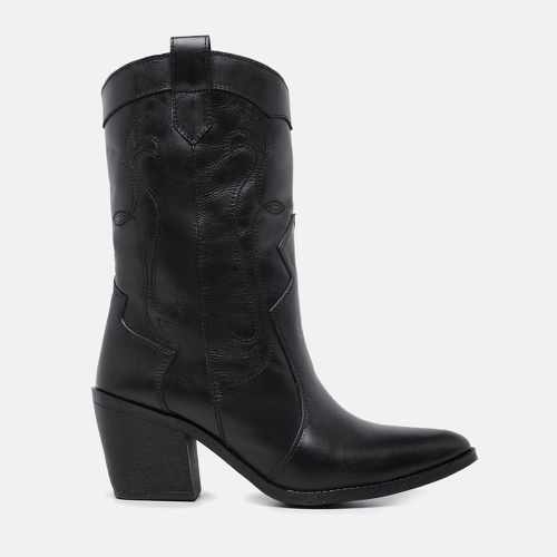 Bota Feminina Texana Western Salto Médio Couro For... - Terra dos Calçados