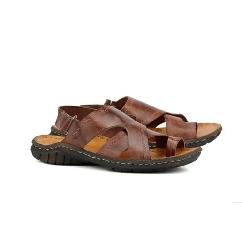 R50TCW-Sandalia Masculina couro descanso, eleganci... - Terra dos Calçados