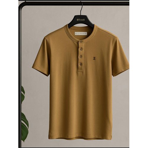 Camiseta Gola Henley Drazzo Bege Mercury 220991