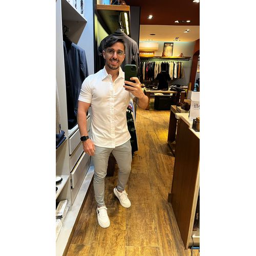 Camisa M/C Social Pargan Tricoline c/ Elastano Branco 590137