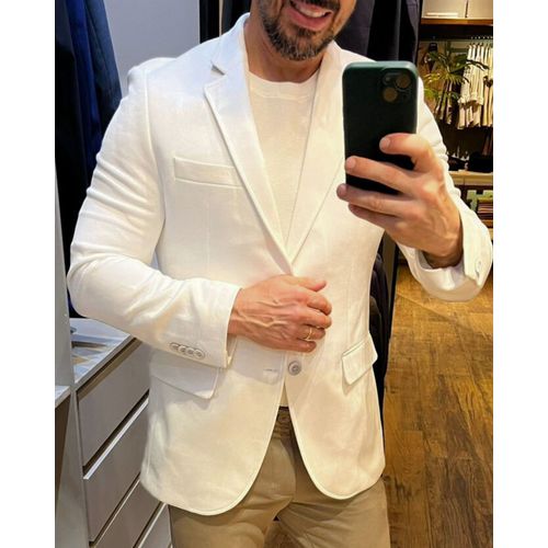 Blazer Teselli em Malha Spandex Slim Off White 9224
