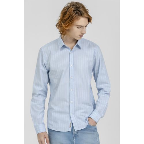 Camisa King e Joe M/L Listrada Casual Azul CS24252