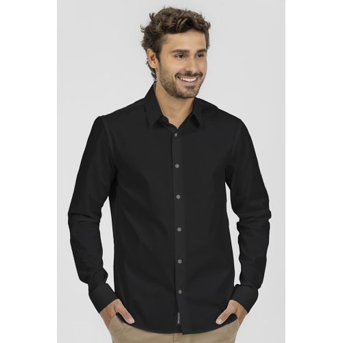 Camisa King e Joe M/L Social c/ elastano Preto CS00201