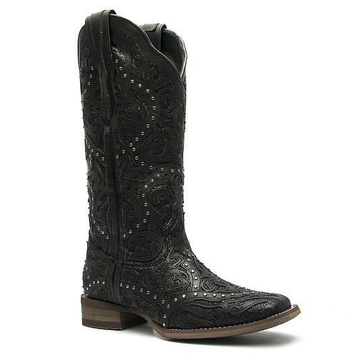 Bota Western Feminina Vimar Boots 13103 Mustang Preto Gliter Preto - TEXASKING | Botas e Botinas Country