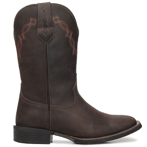 Bota Texana Masculina Bulls Horse 50016 Couro Gel Crazy Horse Café - TEXASKING | Botas e Botinas Country
