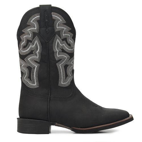 Bota Texana Masculina Bulls Horse 50038 Couro Gel Discovery Preta - TEXASKING | Botas e Botinas Country