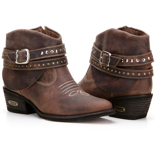 Bota Country Feminina Cano Baixo com Fivelas - TEXASKING