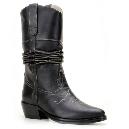 Bota Texana Masculina Sanfonada em Couro Cor Preto - TEXASKING