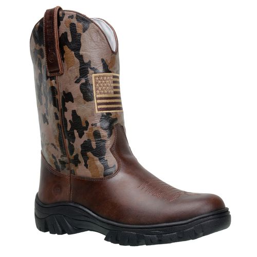 Bota Texana Masculina Bandeira Cano Camuflado em C... - TEXASKING