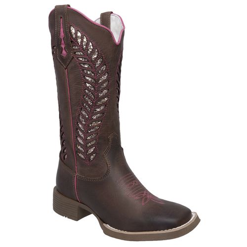 Bota Hopper Shine Pink com Recortes a Laser em Cou... - TEXASKING