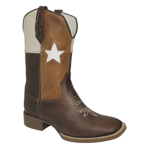 Bota Texana Masculina Bandeira Café Texas em Couro - TEXASKING