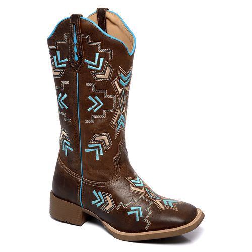 Bota Hopper Tribal Azul em Couro - TEXASKING