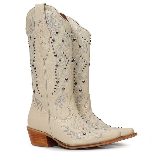 Bota Western Feminina Vimar Boots Bico Fino Off White - TEXASKING | Botas e Botinas Country