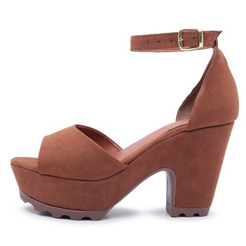 Sandália Feminina Salto Alto Grosso Chocolate - Top Franca Shoes | Calçados Confortáveis em Couro