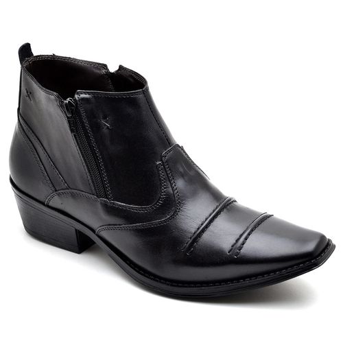 Bota Botina Social Country Reta Oposta Preto - Top Franca Shoes | Calçados Confortáveis em Couro