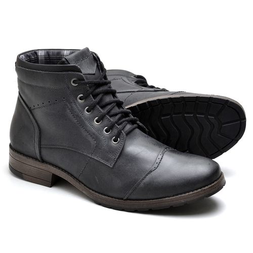 Bota Masculina em Couro Preta - Top Franca Shoes | Calçados confortáveis em Couro