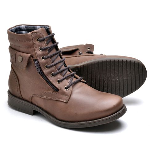 Bota Masculina em Couro Style Marrom - Top Franca Shoes | Calçados confortáveis em Couro