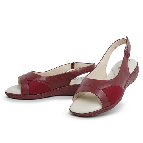Sandália Top Franca Shoes Feminina Conforto Vinho - Top Franca Shoes | Calçados confortáveis em Couro