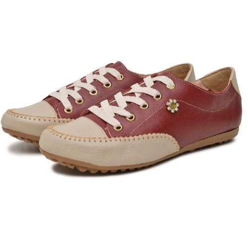 Mocatênis Feminino Top Franca Shoes Bordo e Bege - Top Franca Shoes | Calçados Confortáveis em Couro