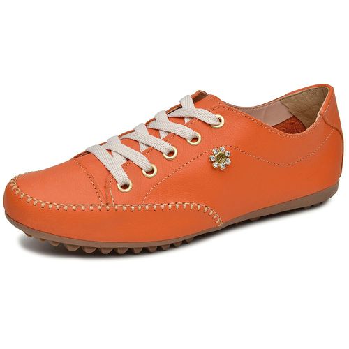 Mocatênis Feminino Top Franca Shoes Laranja - Top Franca Shoes | Calçados confortáveis em Couro