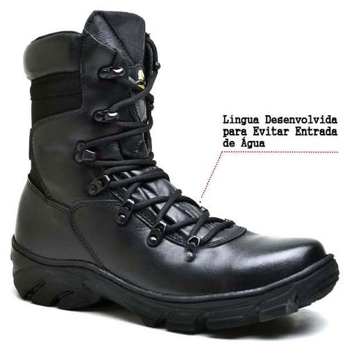 Bota Coturno Militar Tiger Preto - Top Franca Shoes | Calçados confortáveis em Couro