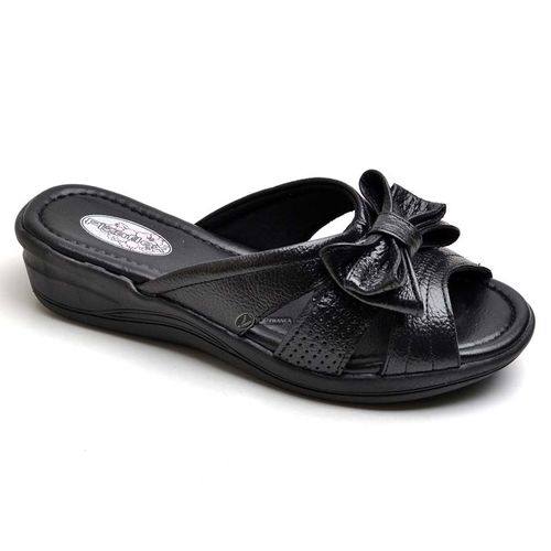 Sandália Tamanco Conforto Anatomico Ortopédica Pre... - Top Franca Shoes | Calçados confortáveis em Couro