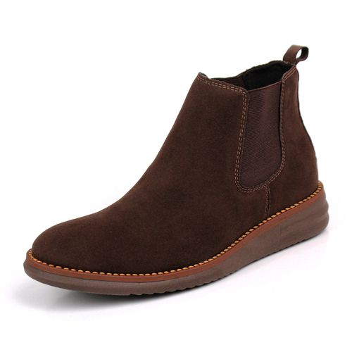 Bota Botina Chelsea Couro Camurça Eco Sola Borrach... - Top Franca Shoes | Calçados Confortáveis em Couro