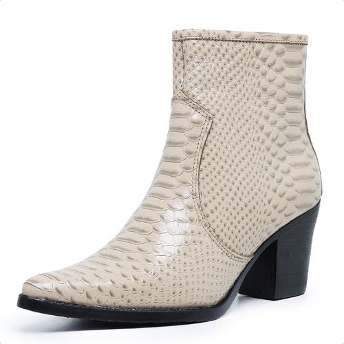 Bota Country Feminina Bico Fino Textura Fácil de C... - Top Franca Shoes | Calçados Confortáveis em Couro