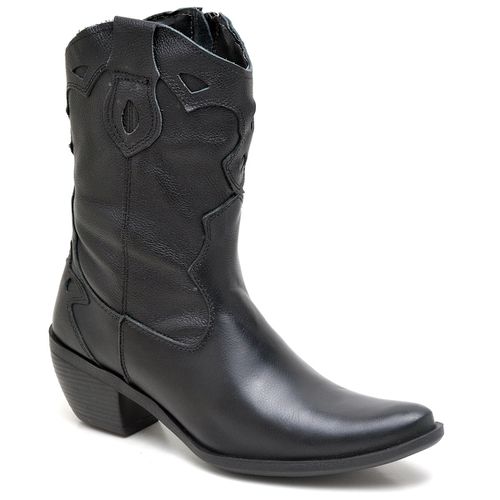 BOTA FEMININA COUNTRY CANO MEDIO BICO FINO PRETO - Top Franca Shoes | Calçados Confortáveis em Couro