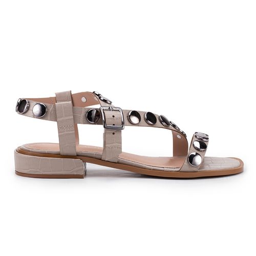 Sandalia Maisa Tachas Croco Aveia - 2900126A-1311 - MONOPÓLIO SHOES 