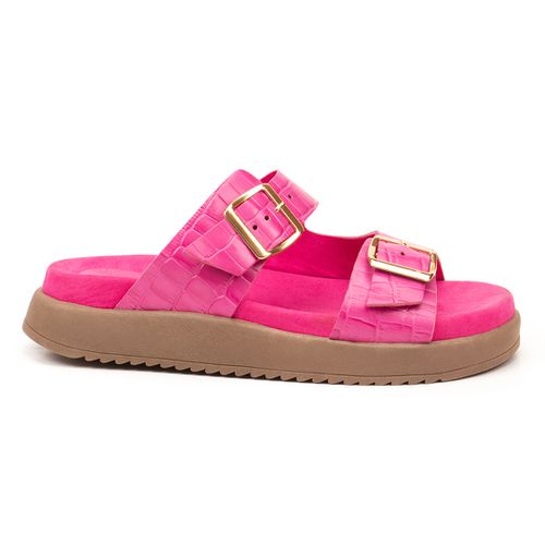 Papete Croco em couro Fivelas Hot Pink - 289005M-4... - MONOPÓLIO SHOES 