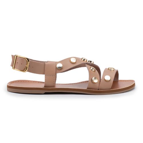 Rasteira Em Couro Medalhas Nicole Bege - OR1059-86... - MONOPÓLIO SHOES 