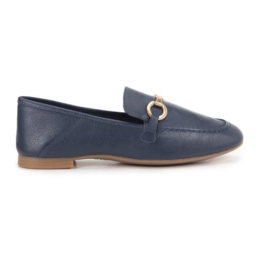 Mocassim Em Couro Emily Azul Marinho - 250116-3469 - MONOPÓLIO SHOES 