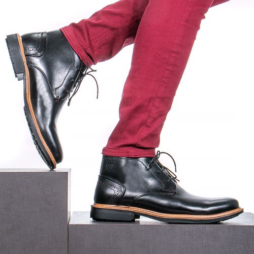 Bota Coturno Casual Masculino Faway Carbon Preto -... - Faway - Handmade Shoes