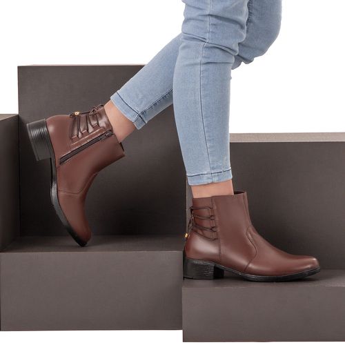 Bota Feminina Cano Curto Montaria em Couro Café -... - Faway - Handmade Shoes