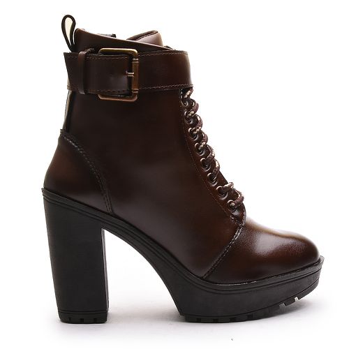 Coturno Feminino Franshoes em Atacador - Café - FRANSHOES