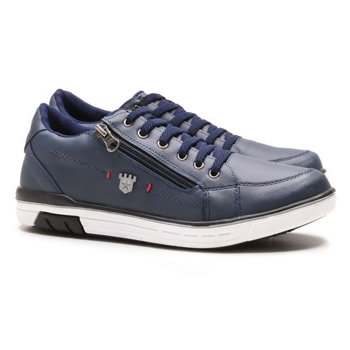Sapatenis Masculino Franshoes Calce Facil Azul 189 - FRANSHOES