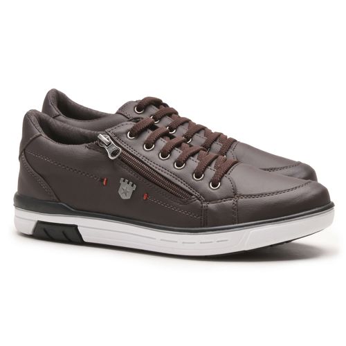 Sapatenis Masculino Franshoes Calce Facil Café 189 - FRANSHOES