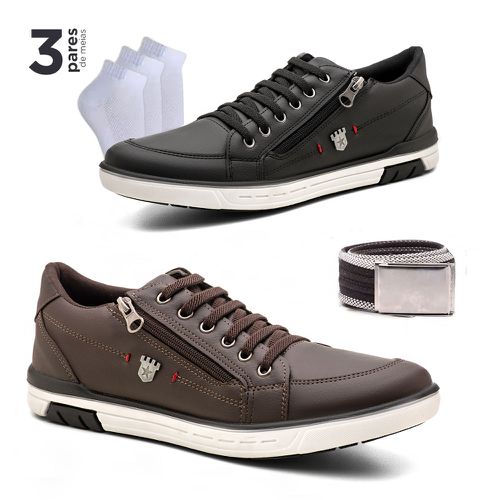 Kit Combo 2 Pares de Sapatênis Calce Facil Fransho... - FRANSHOES