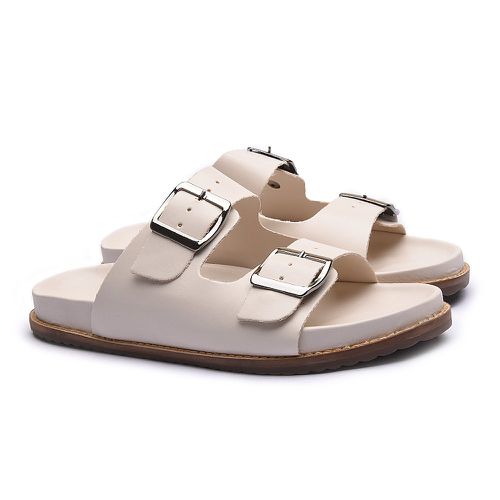 Rasteira Franshoes Birken Off White com Duas Fivel... - FRANSHOES