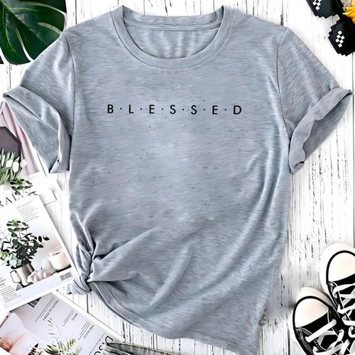 T- Shirt Feminina Franshoes 100% Algodão Blessed C... - FRANSHOES