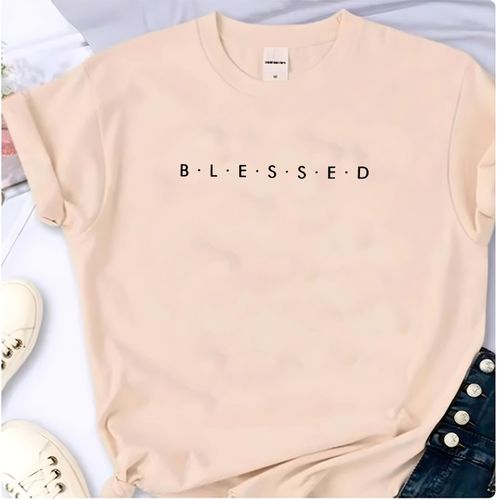 T- Shirt Feminina Franshoes 100% Algodão Blessed C... - FRANSHOES
