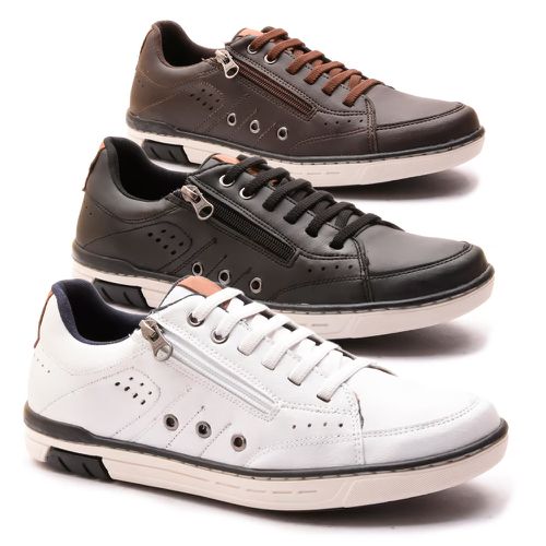 Kit 3 Pares de Sapatênis Masculino Calce Facil Fra... - FRANSHOES